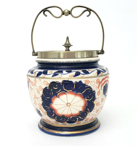 Antique English Biscuit Jar with Lid by William Woods & Co. Staffordshire