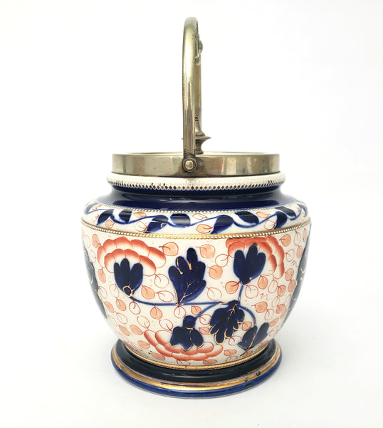 Antique English Biscuit Jar with Lid by William Woods & Co. Staffordshire