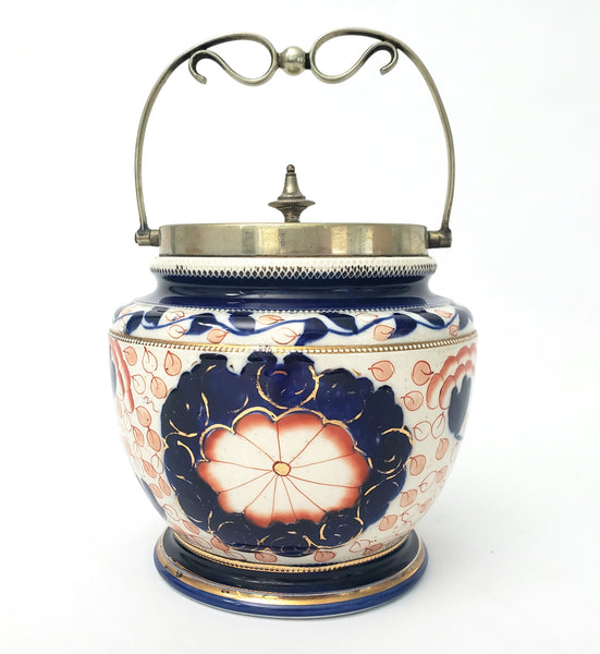 Antique English Biscuit Jar with Lid by William Woods & Co. Staffordshire