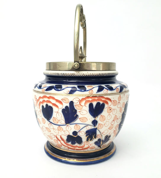 Antique English Biscuit Jar with Lid by William Woods & Co. Staffordshire