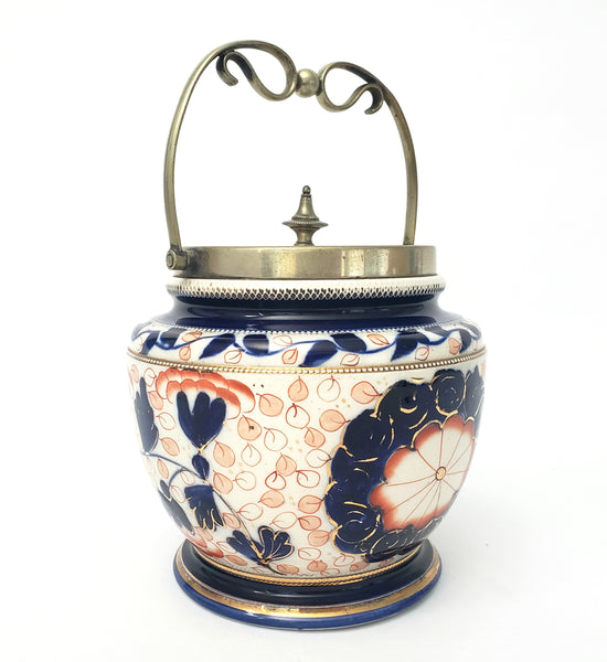 Antique English Biscuit Jar with Lid by William Woods & Co. Staffordshire