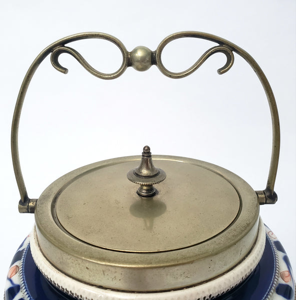 Antique English Biscuit Jar with Lid by William Woods & Co. Staffordshire