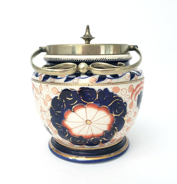 Antique English Biscuit Jar with Lid by William Woods & Co. Staffordshire