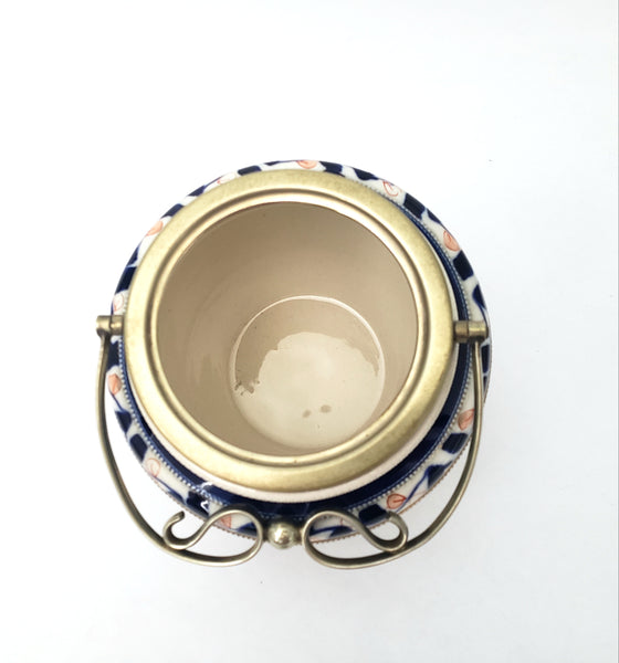 Antique English Biscuit Jar with Lid by William Woods & Co. Staffordshire