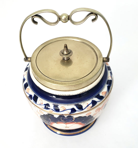 Antique English Biscuit Jar with Lid by William Woods & Co. Staffordshire