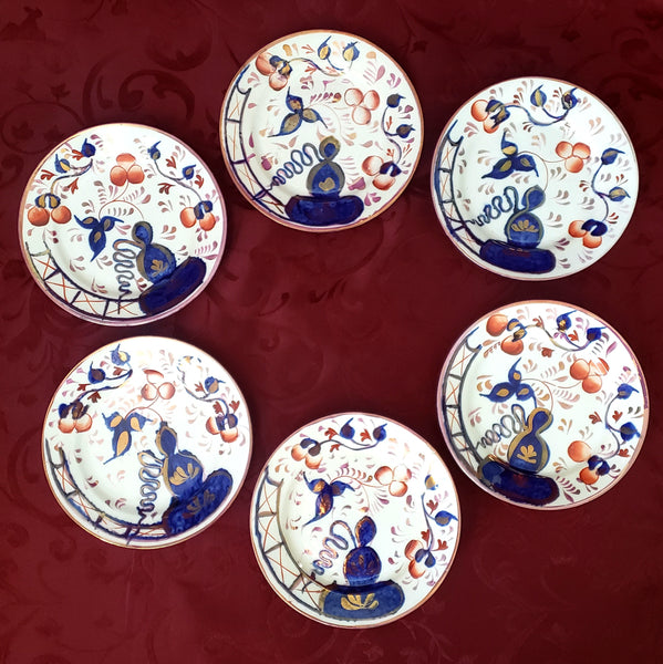 Antique Gaudy Welsh Side Plates Saucers 10 piece Staffordshire England