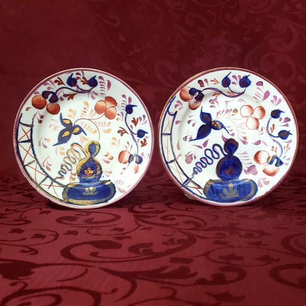 Antique Gaudy Welsh Side Plates Saucers 10 piece Staffordshire England