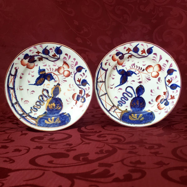 Antique Gaudy Welsh Side Plates Saucers 10 piece Staffordshire England