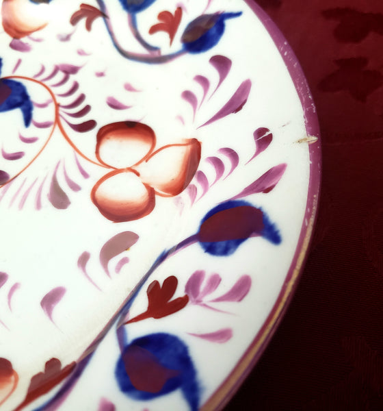 Antique Gaudy Welsh Side Plates Saucers 10 piece Staffordshire England