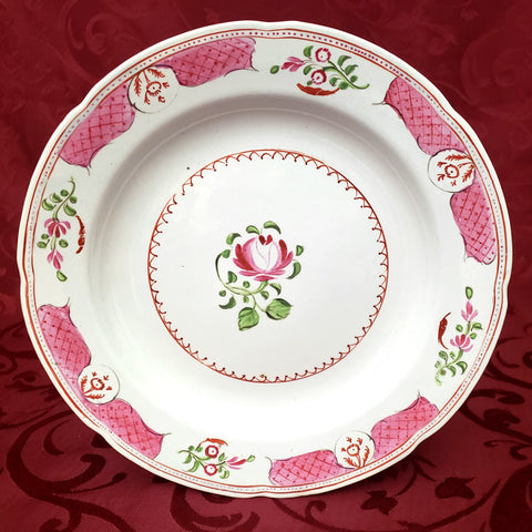Antique Hand Painted Pink Rose Floral Plate 8 1/4" Staffordshire England
