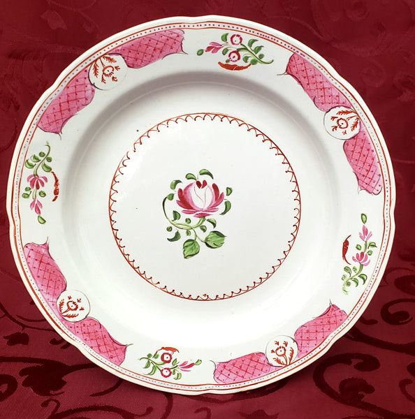 Antique Hand Painted Pink Rose Floral Plate 8 1/4" Staffordshire England