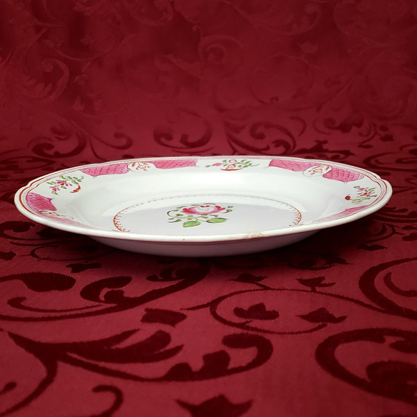 Antique Hand Painted Pink Rose Floral Plate 8 1/4" Staffordshire England