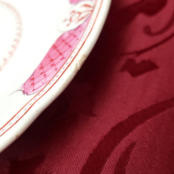 Antique Hand Painted Pink Rose Floral Plate 8 1/4" Staffordshire England