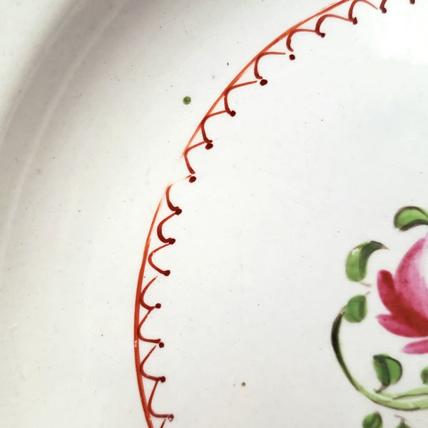 Antique Hand Painted Pink Rose Floral Plate 8 1/4" Staffordshire England