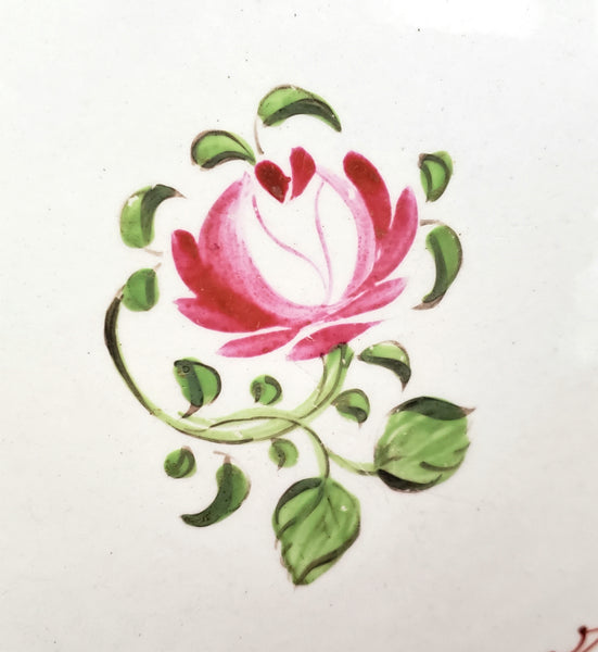 Antique Hand Painted Pink Rose Floral Plate 8 1/4" Staffordshire England