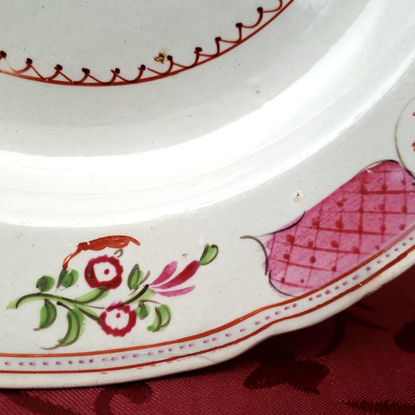 Antique Hand Painted Pink Rose Floral Plate 8 1/4" Staffordshire England