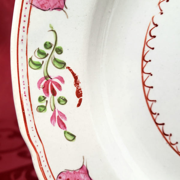 Antique Hand Painted Pink Rose Floral Plate 8 1/4" Staffordshire England