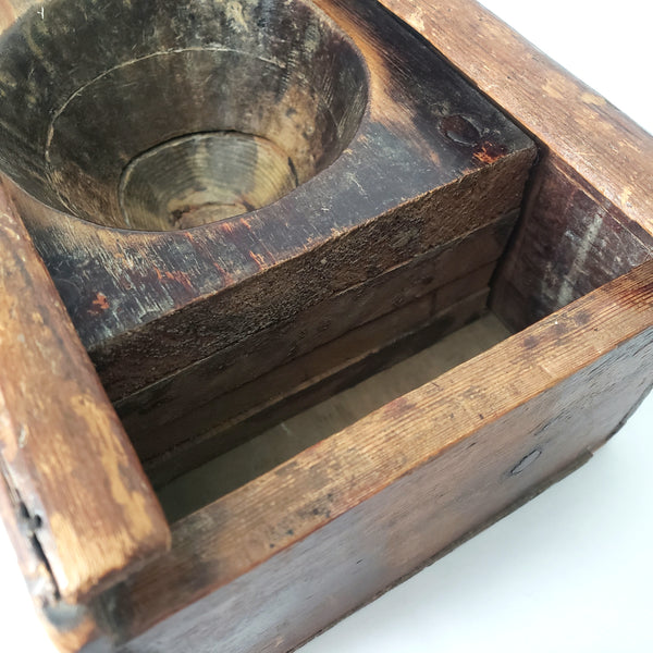 Antique Hand Carved Wooden Sugar Mold Dovetailed Sliding Lid Box Tramp Art