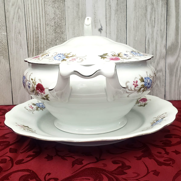 Vintage Porcelain Lidded Soup Tureen Ladle & Underplate "Marjorie" by Favolina Poland