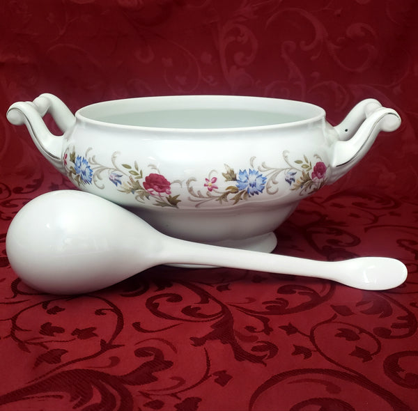 Vintage Porcelain Lidded Soup Tureen Ladle & Underplate "Marjorie" by Favolina Poland