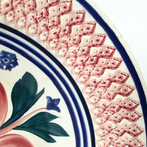 Large Antique Dutch Stick Spatter Ware Bowl 11" Société Céramique Maastricht Holland