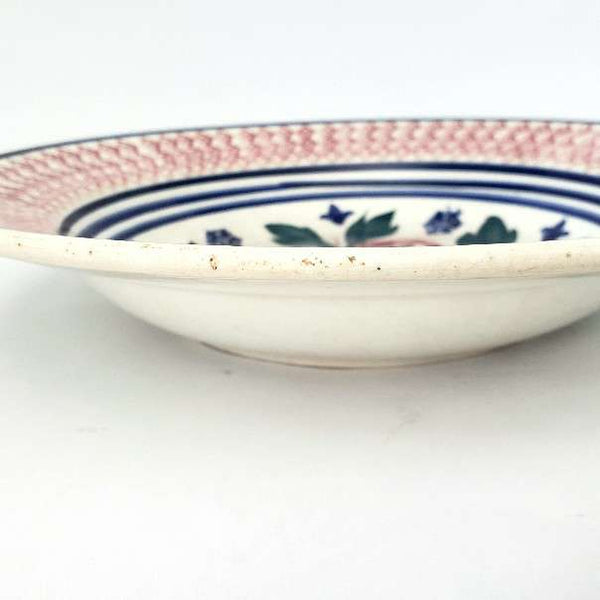 Large Antique Dutch Stick Spatter Ware Bowl 11" Société Céramique Maastricht Holland