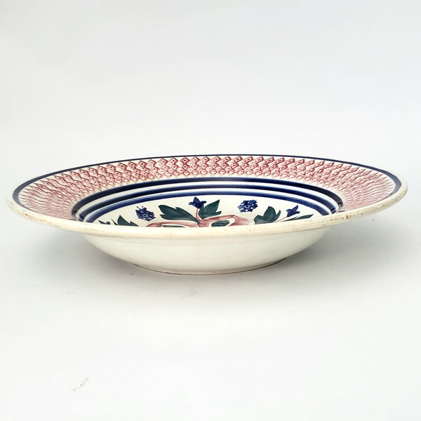 Large Antique Dutch Stick Spatter Ware Bowl 11" Société Céramique Maastricht Holland