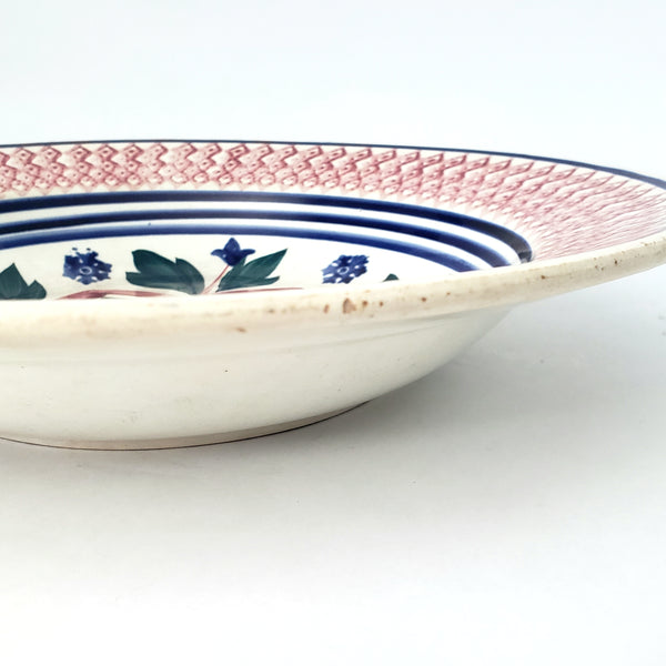 Large Antique Dutch Stick Spatter Ware Bowl 11" Société Céramique Maastricht Holland