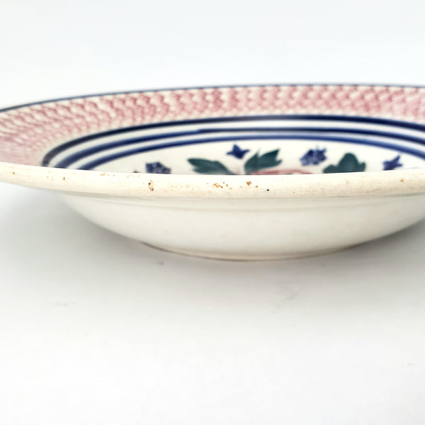 Large Antique Dutch Stick Spatter Ware Bowl 11" Société Céramique Maastricht Holland