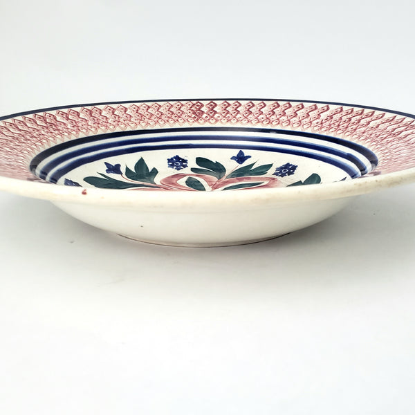 Large Antique Dutch Stick Spatter Ware Bowl 11" Société Céramique Maastricht Holland