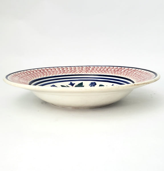 Large Antique Dutch Stick Spatter Ware Bowl 11" Société Céramique Maastricht Holland