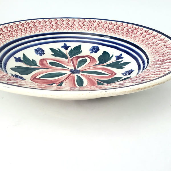 Large Antique Dutch Stick Spatter Ware Bowl 11" Société Céramique Maastricht Holland