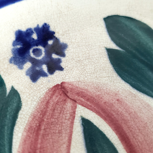 Large Antique Dutch Stick Spatter Ware Bowl 11" Société Céramique Maastricht Holland