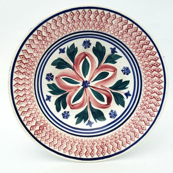 Large Antique Dutch Stick Spatter Ware Bowl 11" Société Céramique Maastricht Holland