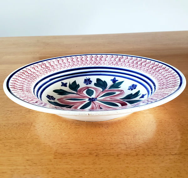 Large Antique Dutch Stick Spatter Ware Bowl 11" Société Céramique Maastricht Holland