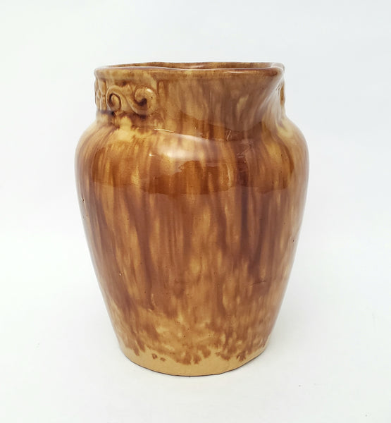 Rockingham Drip Glazed Carmel Brown Yellow Ware Pottery Pitcher