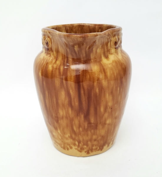 Rockingham Drip Glazed Carmel Brown Yellow Ware Pottery Pitcher