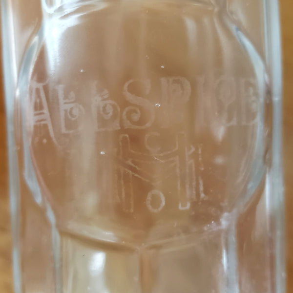 Vintage Glass Etched Allspice Jar Aluminum Lid 12 Paneled
