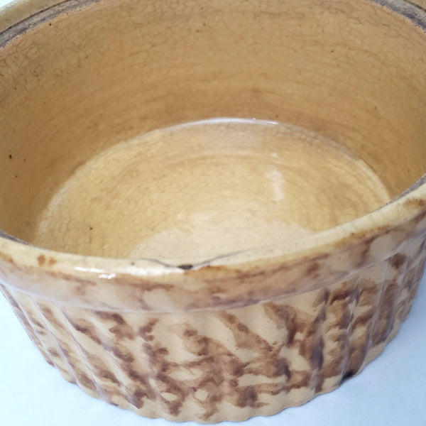 Pair of Antique Spatter ware Yellow Ware Pantry Crocks Rockingham Glaze 1 Quart