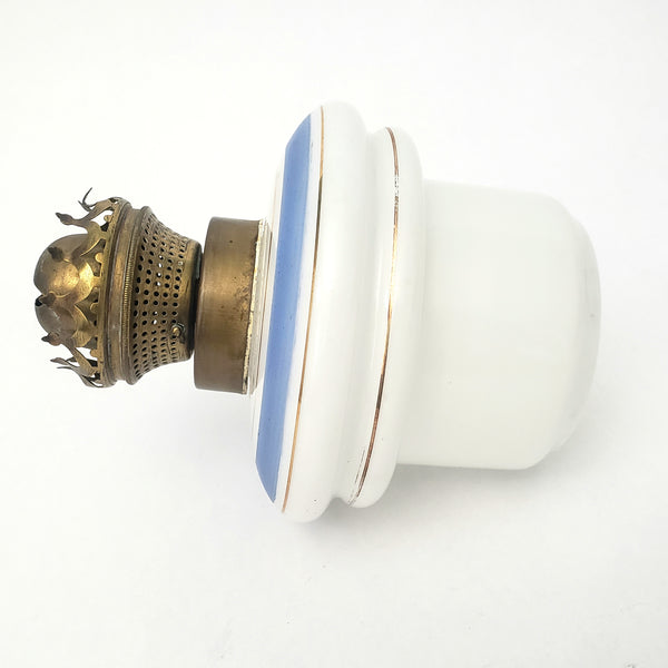 Antique Opal Glass Kerosene Oil Table Lamp L & B Brevete Brass Burner Beggar Boys Art