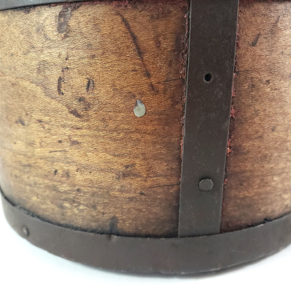 Small Primitive Bentwood Dry Measure Metal Bands 1-2 Quart
