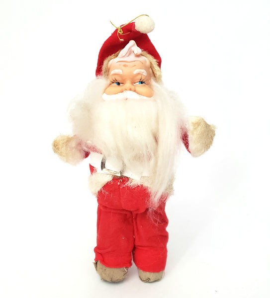 Mid Century Hanging Santa Clause Ornament 7 1/2" Rubber Face 1950's - 1960's