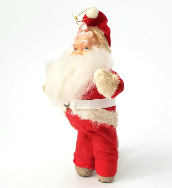 Mid Century Hanging Santa Clause Ornament 7 1/2" Rubber Face 1950's - 1960's