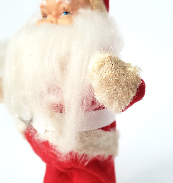 Mid Century Hanging Santa Clause Ornament 7 1/2" Rubber Face 1950's - 1960's