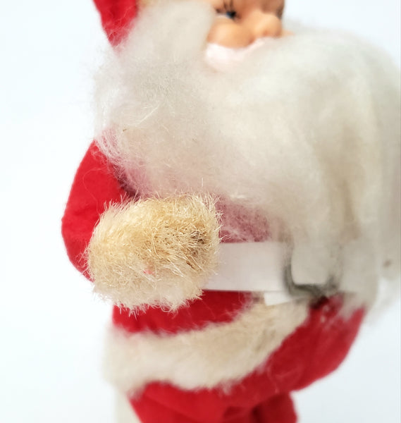 Mid Century Hanging Santa Clause Ornament 7 1/2" Rubber Face 1950's - 1960's