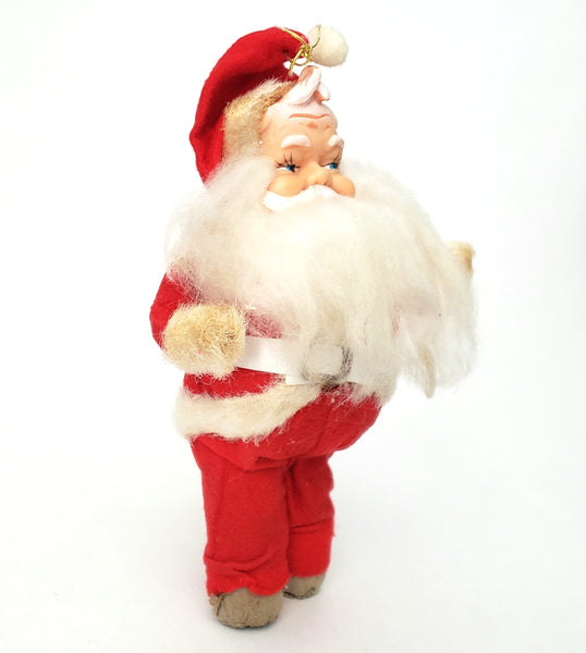 Mid Century Hanging Santa Clause Ornament 7 1/2" Rubber Face 1950's - 1960's