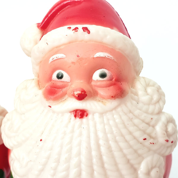 Vintage Roly Poly Plastic Weighted Chiming Santa Clauses