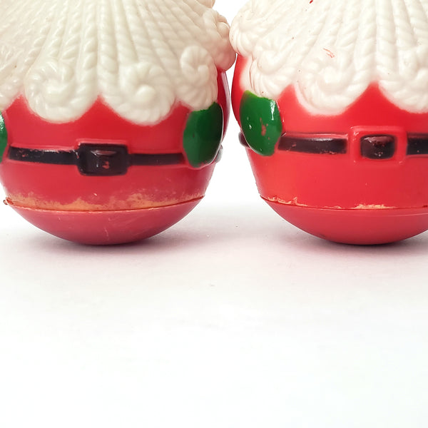Vintage Roly Poly Plastic Weighted Chiming Santa Clauses