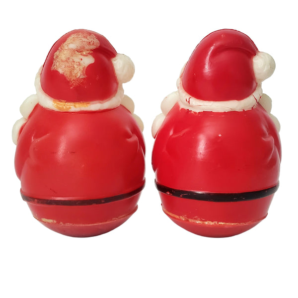 Vintage Roly Poly Plastic Weighted Chiming Santa Clauses