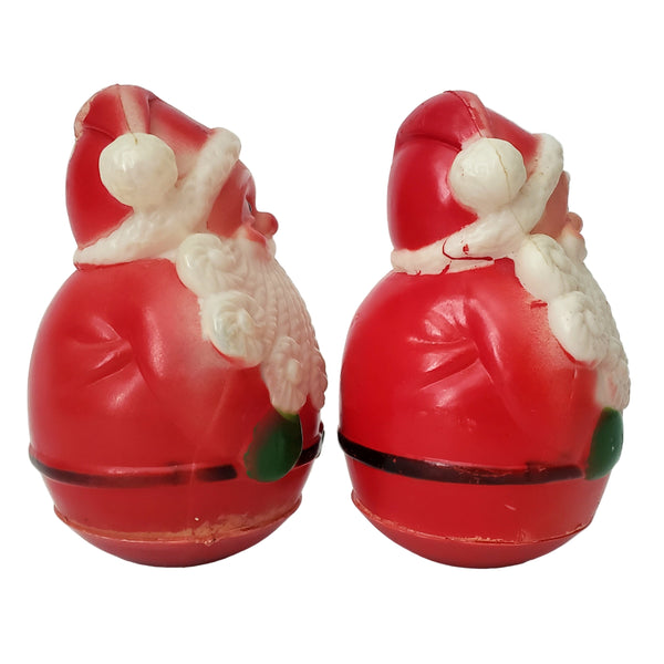 Vintage Roly Poly Plastic Weighted Chiming Santa Clauses